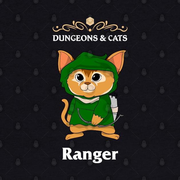 Dungeons and Cat Ranger Fighter Fantasy Tabletop RPG Roleplaying D20 Gamer by TheBeardComic